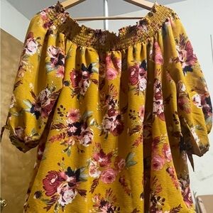 Justify Mustard Floral Blouse  3x